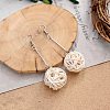 Bohemian Wood & Rattan Wood Woven Dangle Earrings WG8783F-01-1