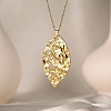 304 Stainless Steel Textured Hollow Pendant Necklaces for Women WG18037-02-1