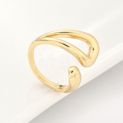 Rack Plating Brass Hollow Teardrop Open Cuff Rings X-RJEW-D009-01G-1
