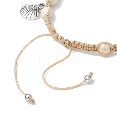 Feather & Turtle & Shell Shape Alloy Charm Bracelet BJEW-TA00389-01-1