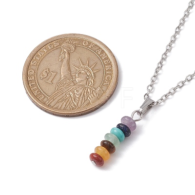 Natural & Synthetic Mixed Gemstone Disc Pendant Necklaces X-NJEW-JN04623-01-1