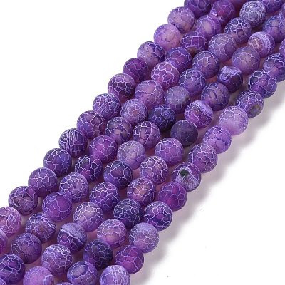 Natural Crackle Agate Beads Strands G-G055-8mm-8-1