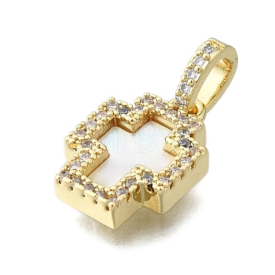 Brass Micro Pave Clear Cubic Zirconia Cross Pendants KK-V010-31G-1