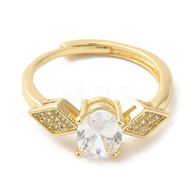 Brass Micro Pave Cubic Zirconia Rings for Women RJEW-E295-43G-1