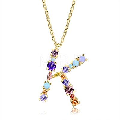 Brass Micro Pave Cubic Zirconia Pendant Necklaces NJEW-BB67040-K-1