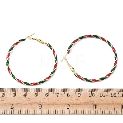 Alloy Enamel Hoop Earrings EJEW-H173-05G-1