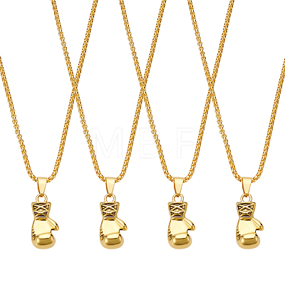 4Pcs Alloy Boxing Gloves Pendant Necklaces NJEW-UN0001-63AG-1