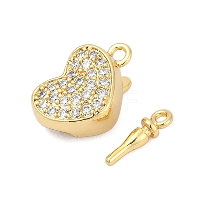 Brass Micro Pave Clear Cubic Zirconia Box Clasps KK-P291-44G-1