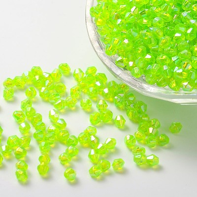 Bicone AB Color Plated Eco-Friendly Transparent Acrylic Beads TACR-A003-6mm-35-1