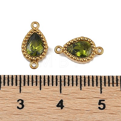 Ion Plating(IP) 304 Stainless Steel Cubic Zirconia Teardrop Links Connector Charms X-STAS-K256-23G-1
