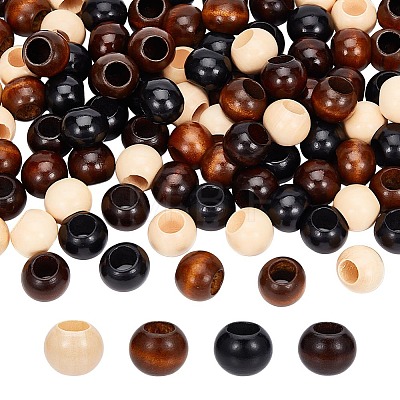 160Pcs 4 Colors Wood Beads WOOD-NB0002-92-1