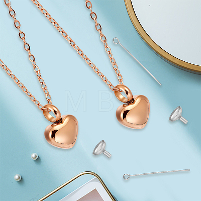 2Pcs 304 Stainless Steel Heart Urn Ashes Necklaces NJEW-CN0001-27-1