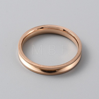 Titanium Steel Grooved Finger Ring Settings RJEW-WH0012-11G-1