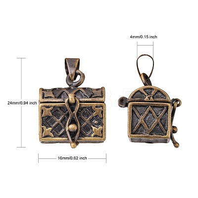 Brass Prayer Box Pendants X-KK-24X16-AB-1
