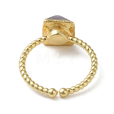 Natural Mixed Gemstone Pyramid Open Cuff Ring RJEW-M155-06G-1