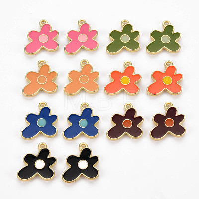 Rack Plating Light Gold Alloy Enamel Pendants ENAM-Q444-013-RS-1