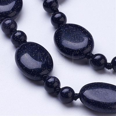 Synthetic Blue Goldstone Multi-strand Necklaces NJEW-G921-02-1