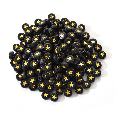 Black Opaque Acrylic Beads PACR-YW0001-04C-1