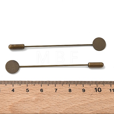 Brass Flat Stick Lapel Pins Round Base Settings Brooch Findings KK-H283-01AB-02-1