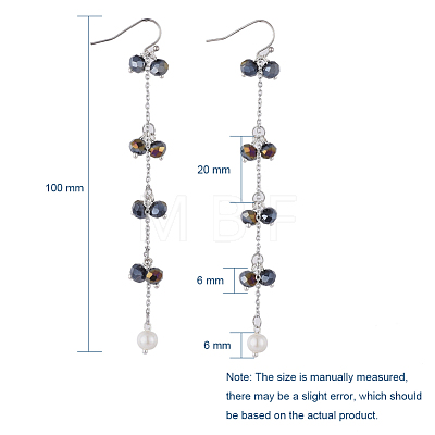Faceted Rondelle Glass Beads Dangle Earrings EJEW-JE03817-01-1