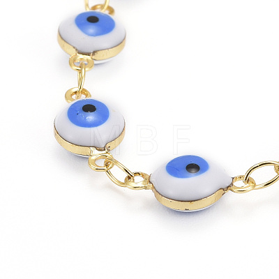 Brass Enamel Evil Eye Link Bracelets BJEW-JB06179-1