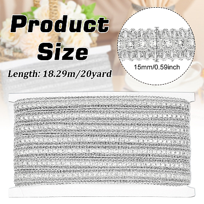 Polyester Braided Metallic Lace Trim SRIB-WH0011-180C-02-1