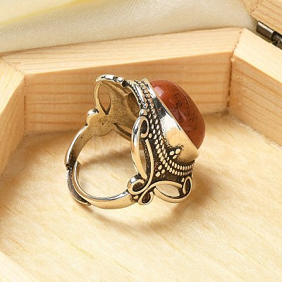 Natural Red Jasper Adjustable Rings RJEW-I108-02AS-06-1