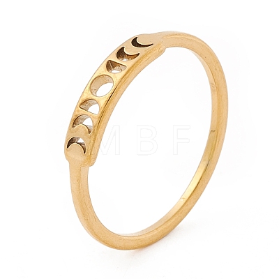 304 Stainless Steel Moon Phase Finger Ring for Women RJEW-A006-04G-1