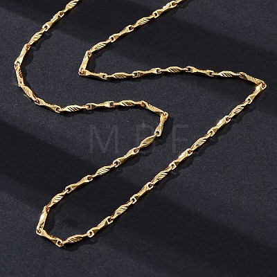 Brass Twisted Bar Link Chain Necklaces NJEW-D302-63G-1