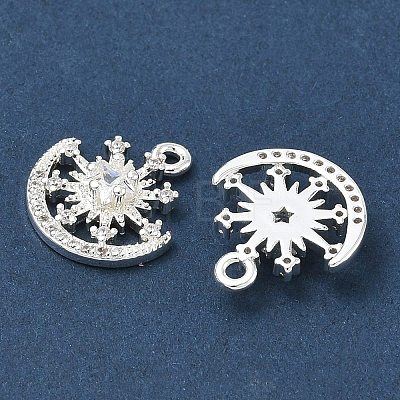 Brass Micro Pave Clear Cubic Zirconia Charms CU-CBAB0CF-15S-1