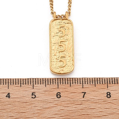 304 Stainless Steel Rectangle Number Pendant Necklaces NJEW-D300-01G-05-1