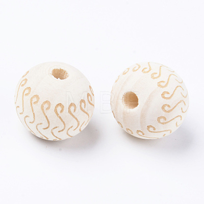 Unfinished Natural Wood European Beads WOOD-S057-019B-1