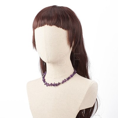 Natural Amethyst Chip Beaded Necklace NJEW-JN03824-03-1