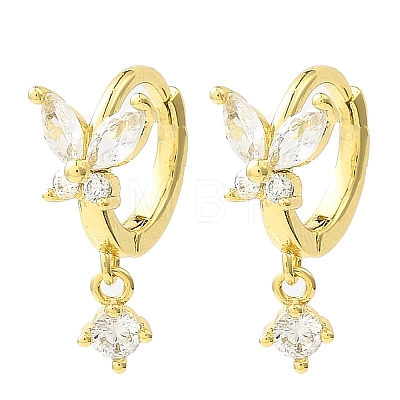 Butterfly Real 18K Gold Plated Brass Dangle Hoop Earrings EJEW-L270-11G-1