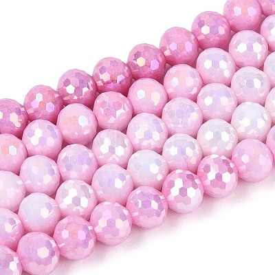 Anti-Tarnish Electroplate Glass Beads Strands GLAA-N056-6mm-08-1