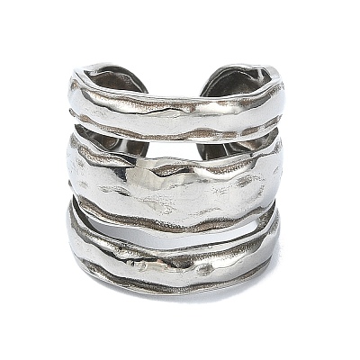 304 Stainless Steel Cuff Rings for Women RJEW-M019-04P-1