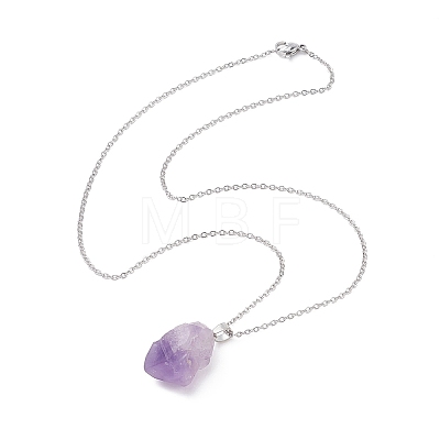 Natural Amethyst Nugget Pendant Necklaces NJEW-JN04322-1