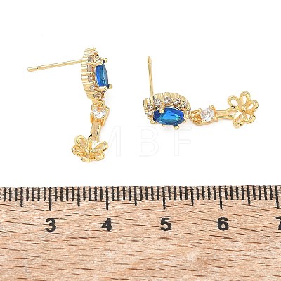 Brass Pave Cubic Zirconia Stud Earring Findings KK-C172-07G-1