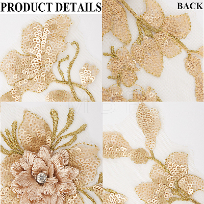 3D Flower Polyester Embroidery Sew on Appliques PATC-WH0012-33C-1