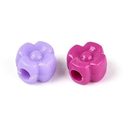 Plastic 4 Petal Flower European Beads KY-T041-25M-1