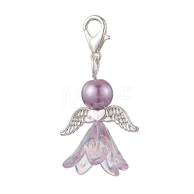 Angel Acrylic & Glass Pearl Pendant Decoration HJEW-JM02364-01-1