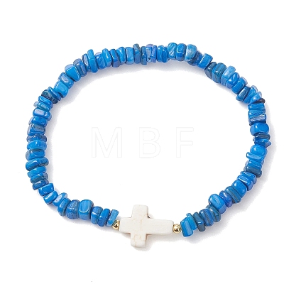 6Pcs 6 Colors Natural Freshwater Shell Chip Beaded Stretch Bracelets BJEW-JB12725-1