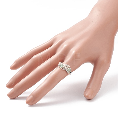 Natural Green Aventurine Beaded Spiral Finger Ring RJEW-TA00049-03-1