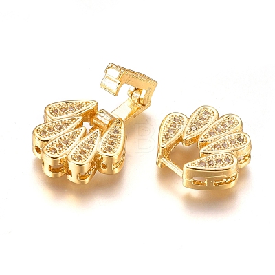 Brass Micro Pave Clear Cubic Zirconia Fold Over Clasps ZIRC-I038-34G-1