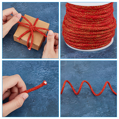 10 Yards Round Polyester Golde Metallic Cord OCOR-BC0007-51A-1