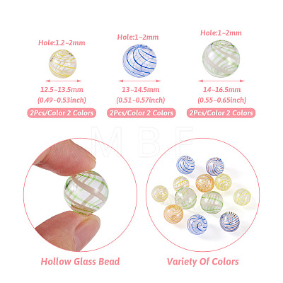  Jewelry 12Pcs 6 Style Transparent Handmade Blown Glass Globe Beads GLAA-PJ0001-03-1