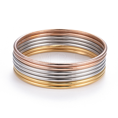 7Pcs 201 Stainless Steel Plain Bangle Sets for Women BJEW-L664-022C-M02-1