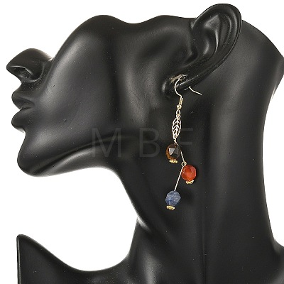 Hollow 316 Surgical Stainless Steel & Gemstone Dangle Earrings for Women EJEW-JE07505-1