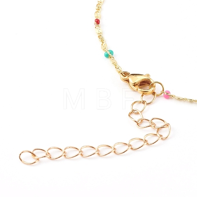 Brass Enamel Lumachina Chain Anklets AJEW-AN00397-1