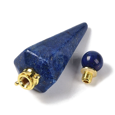 Dyed Natural Lapis Lazuli Faceted Cone Openable Perfume Bottle Big Pendants G-L524-18G-09-1